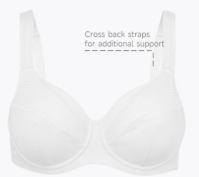 Brand New Ex M&S High Impact Non-Padded Underwired Sports Bra 32-42 A-H White • 9.69€