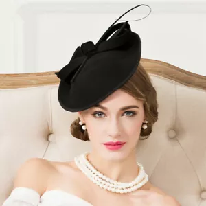 Women 1950s Vintage Look Wool Felt Saucer Headpiece Fascinator Cocktail Hat A570 - Picture 1 of 36
