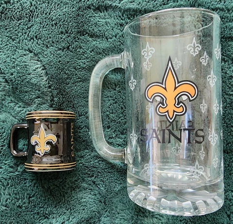 NFL NEW ORLEANS SAINTS  12 Oz Glass Beer Mug Stein and Shot Glass set Cover