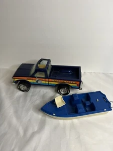 Vtg Nylint Ford Bronco Bass Chaser Metal Truck With Boat Blue Orange Yellow - Picture 1 of 17