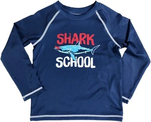 5T Toddler Boys Swim Shirt Long Sleeve Rash Guard Shark School Swimwear Summer - Picture 1 of 4