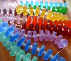 PICK COLOR 4" 10pcs15mm button heishi sea beach glass beads frosted recycled - Picture 1 of 35