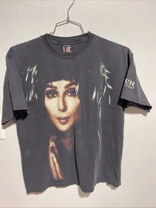 VTG 90s Cher Do You Believe T Shirt Band LARGE Giant TULTEX 20” Pit Black - Picture 1 of 10