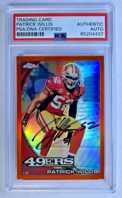 2010 Topps Chrome Orange Refractor Patrick Willis On Card Auto PSA/DNA Authentic - Image 1 of 4