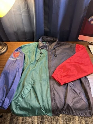 Vintage Chaps Ralph Lauren Jacket Sz XL Blue Golf Windbreaker ZipperHidden Hood - Image 1 of 4