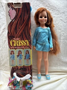 Ideal Beautiful Crissy with Hair that Grows in Blue Dress Shoes Belt And Box - Picture 1 of 24