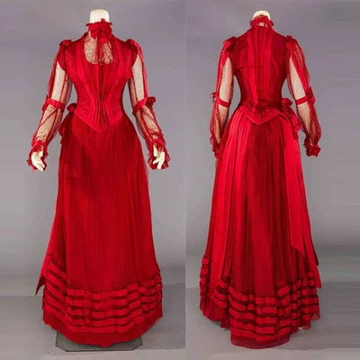 1890s Italian Renaissance Red Wedding Dress Theatre Vampire Cosplay Walking - Image 1 of 4