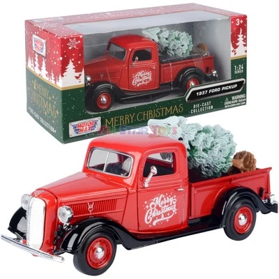 1937 FORD ПИКАП «СЧАСТЛИВОГО РОЖДЕСТВА» С ДЕРЕВОМ 1/24 ЛИТОЙ MOTORMAX 73233 - Изображение 1 из 4