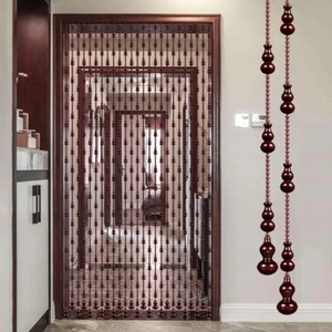 35.5" X 78"Doorway Beaded Curtain Retro Door String Curtain, Wooden Room Divider - Picture 1 of 9