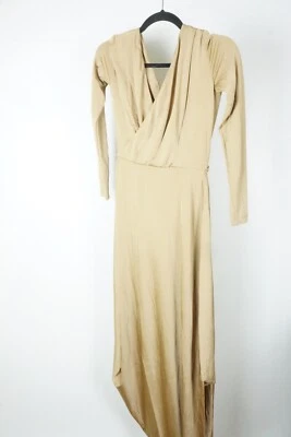 Vestido Largo Giorgio Armani Dorado Beige Mezcla Poliamida Talla 2 US 38 NUEVO Foto 1 de 4