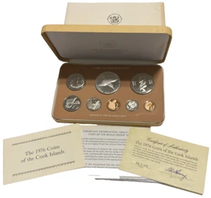 1976 Cook Islands Franklin Mint 8 Coin Proof Set With Silver $5 in OGP w/COA #3 - Picture 1 of 12
