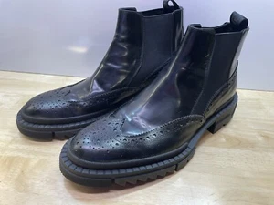 Stivali Chelsea VERSACE in pelle nera taglia Us taglia 10 logo pull on Made in Italy - Foto 1 di 9