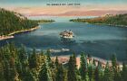 Postcard CA Lake Tahoe California Emerald Bay Linen Vintage PC J8799