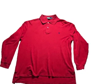 Ralph Lauren Polo Shirt Men’s XLT RED Long Sleeve 2-Button Pullover Pony Logo - Picture 1 of 7