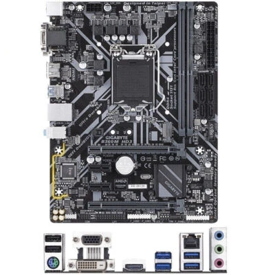 Gigabyte B360M HD3 Motherboard Intel B360 2*DDR4 LGA1151 1×M.2 Micro ATX VGA DVI - Image 1 of 4