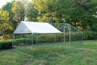 Large Chicken Coop Walk-In Hen House Metal Poultry Cage Outdoor Backyard w/Cover