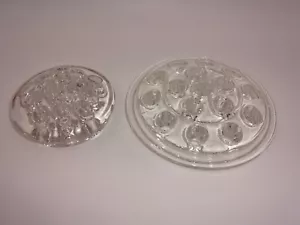 2 Vintage Clear Glass Round Flower Frogs Holders 11 & 16 Holes 3-1/4" & 5-1/8" - Picture 1 of 4