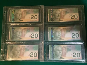 2004 Canada Banknotes $20 Canadian Bill Paper Money Uncirculated& In sequencex6 - Picture 1 of 2
