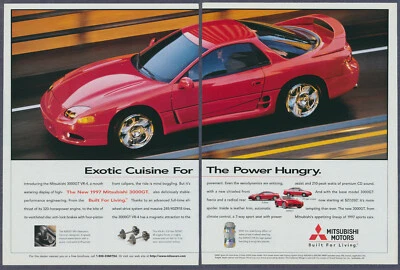 Anuncio impreso rojo Mitsubishi 3000GT VR-4 1997 dos páginas Foto 1 de 3