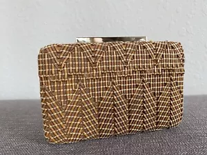 LK Bennet “Natalie” Clutch Bag Natural Leather Gold Hardware - Picture 1 of 6