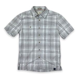 LL Bean Mens Button Up Shirt Small Gray green Plaid check Short Sleeve