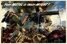 Your Metal is Their Might!  1943 Vintage Style WW2 Poster - 16x24