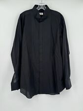 Brioni Mens Black 100% Cotton Long Sleeve Button Up Tuxedo Shirt Sz 43/17