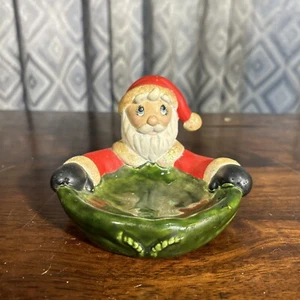 Vintage Candy Dish Santa Clause Christmas Holidays Hand Painted - Picture 1 of 6