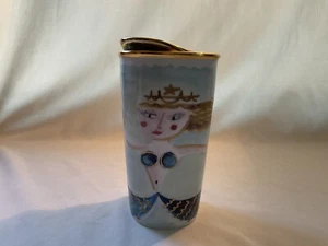 Starbucks 2014 Siren Mermaid Ceramic 12oz Travel Tumbler Coffee Mug Cup Gold Lid - Picture 1 of 5