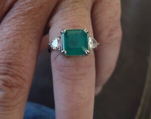 NEW 5CT Emerald + Topaz & 925-Silver Cocktail Ring