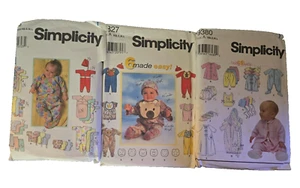 Simplicity 1990s Babies Romper Bib Hat Infant Sewing Lot 7827 9380 7418 Sz. A - Picture 1 of 10