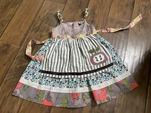 Matilda Jane Percy Knot Pinafore Dress Girls size 6 Apple Floral Apron - Picture 1 of 5