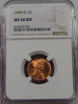 BU RED GEM 1949-d Lincoln Wheat Penny NGC MS66RD. #59 - Image 1 of 4