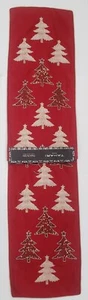 Tahari Hand Beaded Christmas Holiday Trees table runner 16” X 72": NWT - Picture 1 of 9
