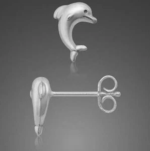 1 par de pendientes de plata de delfín - Imagen 1 de 2