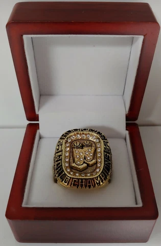 Hakeem Olajuwon - 1995 Houston Rockets Championship Ring WITH Wooden Box Cover