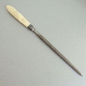 Antique Knife Honing Steel BAKELITE Dragon Handle French Ivory,  Sterling Silver