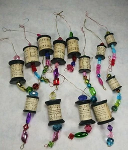 Holzspule Weihnachtsschmuck Perlen Noten Draht Aufhänger Perlen 13 Stück - Bild 1 von 9