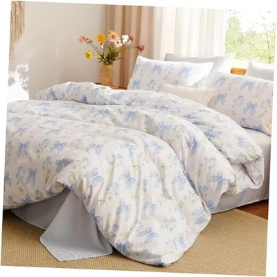 Funda nórdica con moño para ropa de cama niños niñas azul edredón floral reina azul lazo Jfs1379 Foto 1 de 4