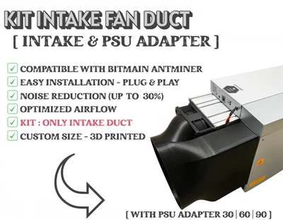 3D Air Ducts INTAKE KIT  Bitmain S19/S21 – Improved Cooling & Noise Reduction - Immagine 1 di 4