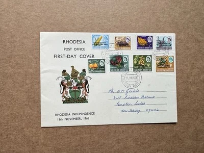 Rhodesia 1966 FDC +QEII Definitive Set  #SG359-66 +Natl Emblem Cachet +Neat - Image 1 of 2