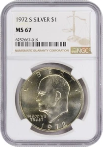 1972-S Silver Eisenhower Dollar Ike MS67 NGC - Picture 1 of 2