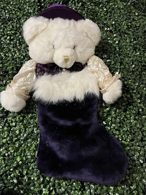 Oso de peluche de peluche Dan Dee Collector Choice medias de Navidad raro púrpura Foto 1 de 4