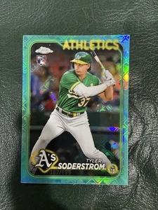 Logofractor cromado Tyler Soderstrom 2024 Topps RC #298 Aqua Refractor/199 A’s - Imagen 1 de 2