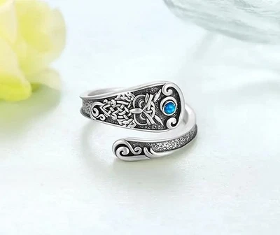 Owl blue stone spoon ring - Image 1 of 2