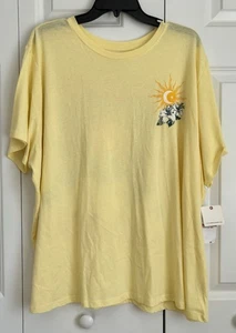 REBELLIONS ONE WOMEN'S T-SHIRT PLUS SIZE 3X MALIBU GRAPHIC YELLOW SHORT SLEEVE - Picture 1 of 6