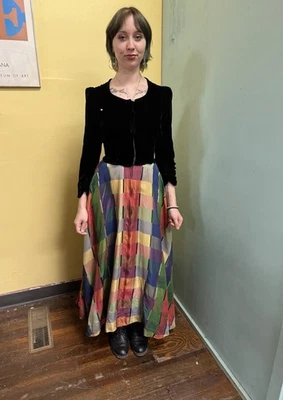 Maxi Vestido Vintage Años 30/40 Terciopelo y Tafetán Foto 1 de 4