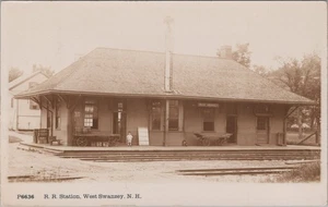 R.R. Station West Swanzey NH Train Station 1915 Underwood RPPC Photo Postcard - Picture 1 of 4