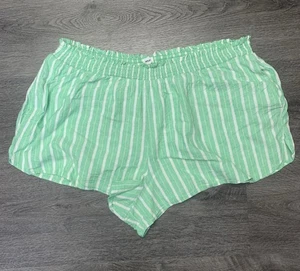 Aerie Green and White Stripped Pull On Shorts Elastic Waist Light Plus Size XXL - Picture 1 of 12