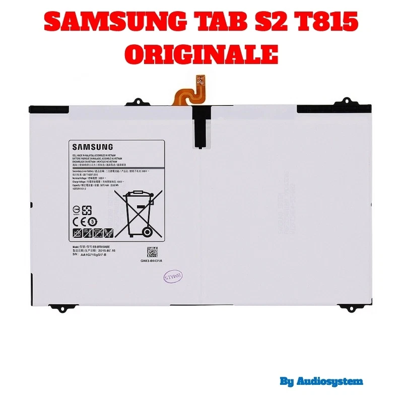 GL BATERÍA ORIGINAL SAMSUNG 100% PER GALAXY TAB S2 9.7 SM-T815 RECAMBIO 5870Mah - Immagine 1 di 1